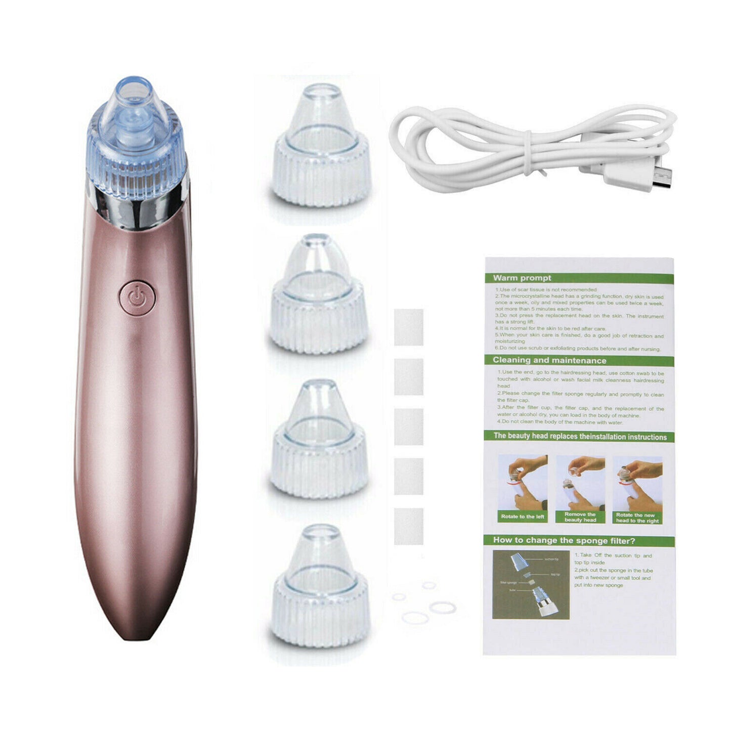 Electric Blackhead Vacuum Pore Cleaner Acne Pimple Remover Strong Suction Tool Electric Blackhead Remover Pore Vacuum Suction Diamond Dermabrasion Face Cleaner rechargeable